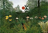 Henri Rousseau Canvas Paintings - Negro Attacked by a Jaguar